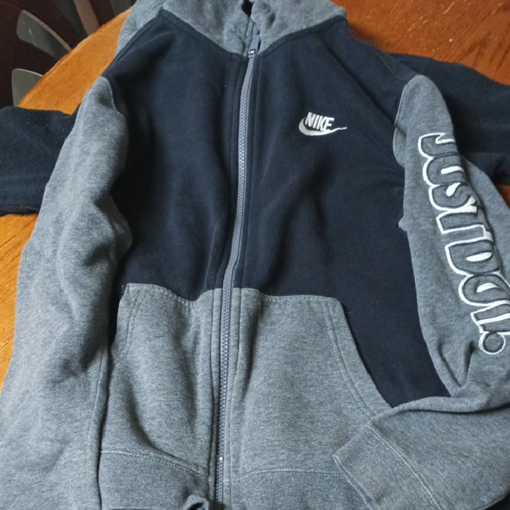 Nike Kids Black and Gray Hoodie Jacket